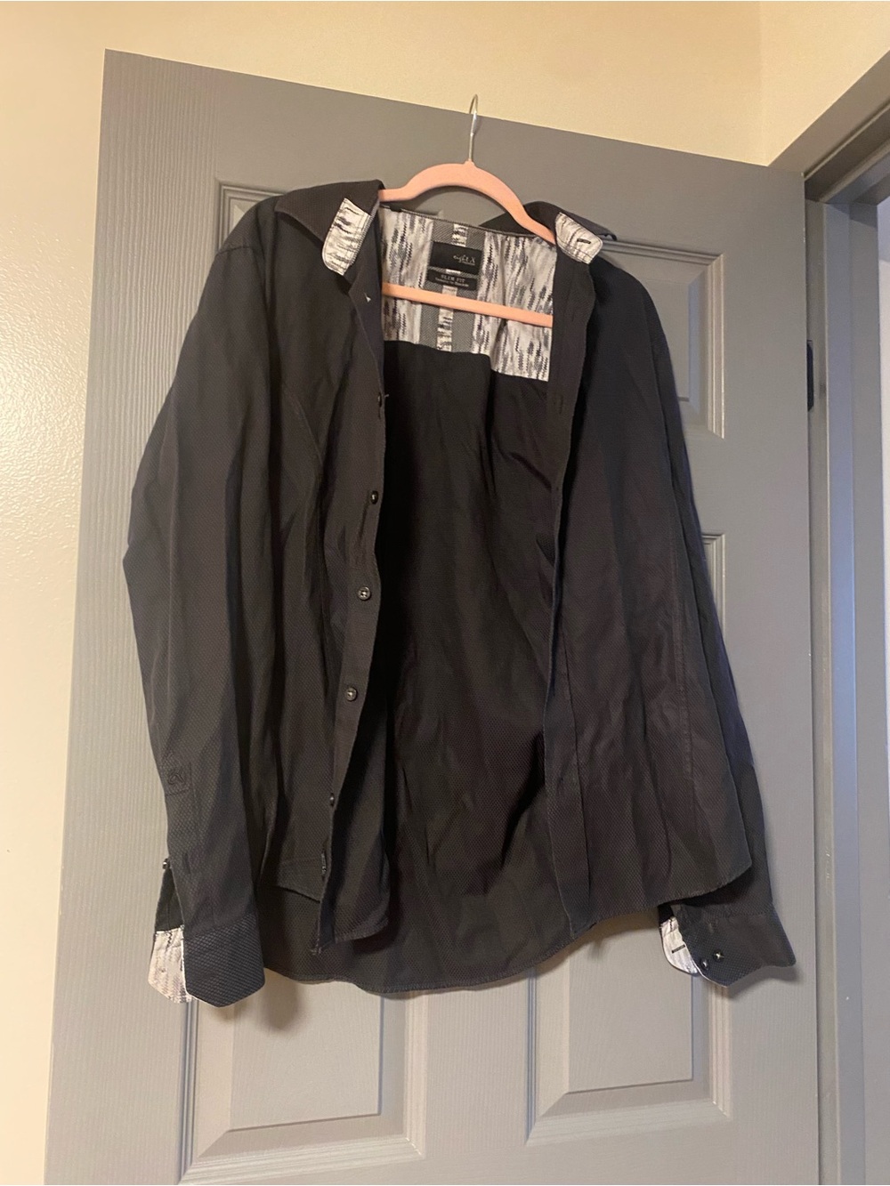 Black Button-Up Shirt with Subtle Dot Texture Eight X for Buckle